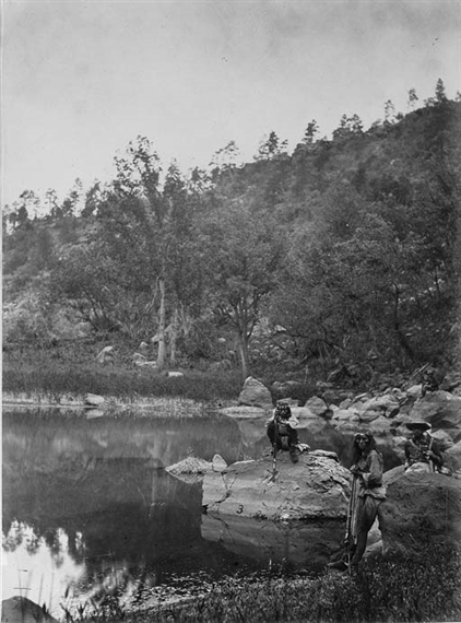 View on Apache Lake, Sierra Blanca Range, Arizona by Timothy H. O'Sullivan, 1873
