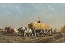 Sur le chemin du retour apres la recolte by Jules Jacques Veyrassat, 1879