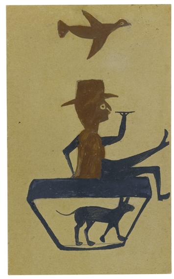 CONSTRUCTION WITH MAN SMOKING by Bill Traylor, 1939-1942
