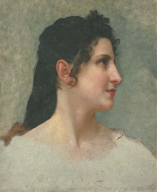 Etude de tête de femme brune, de profil by William Adolphe Bouguereau
