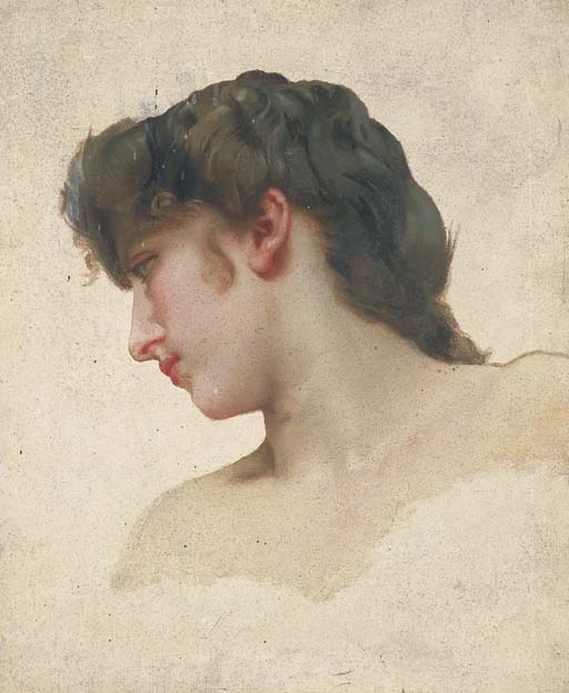 Etude de tête de femme blonde, de profil by William Adolphe Bouguereau