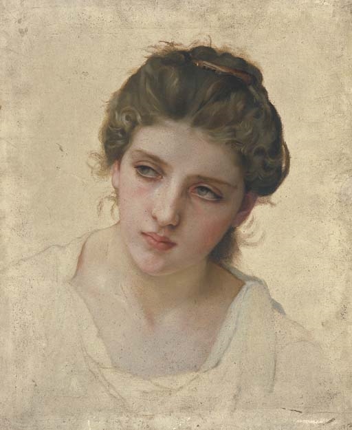 Etude de tête de femme blonde, de face by William Adolphe Bouguereau