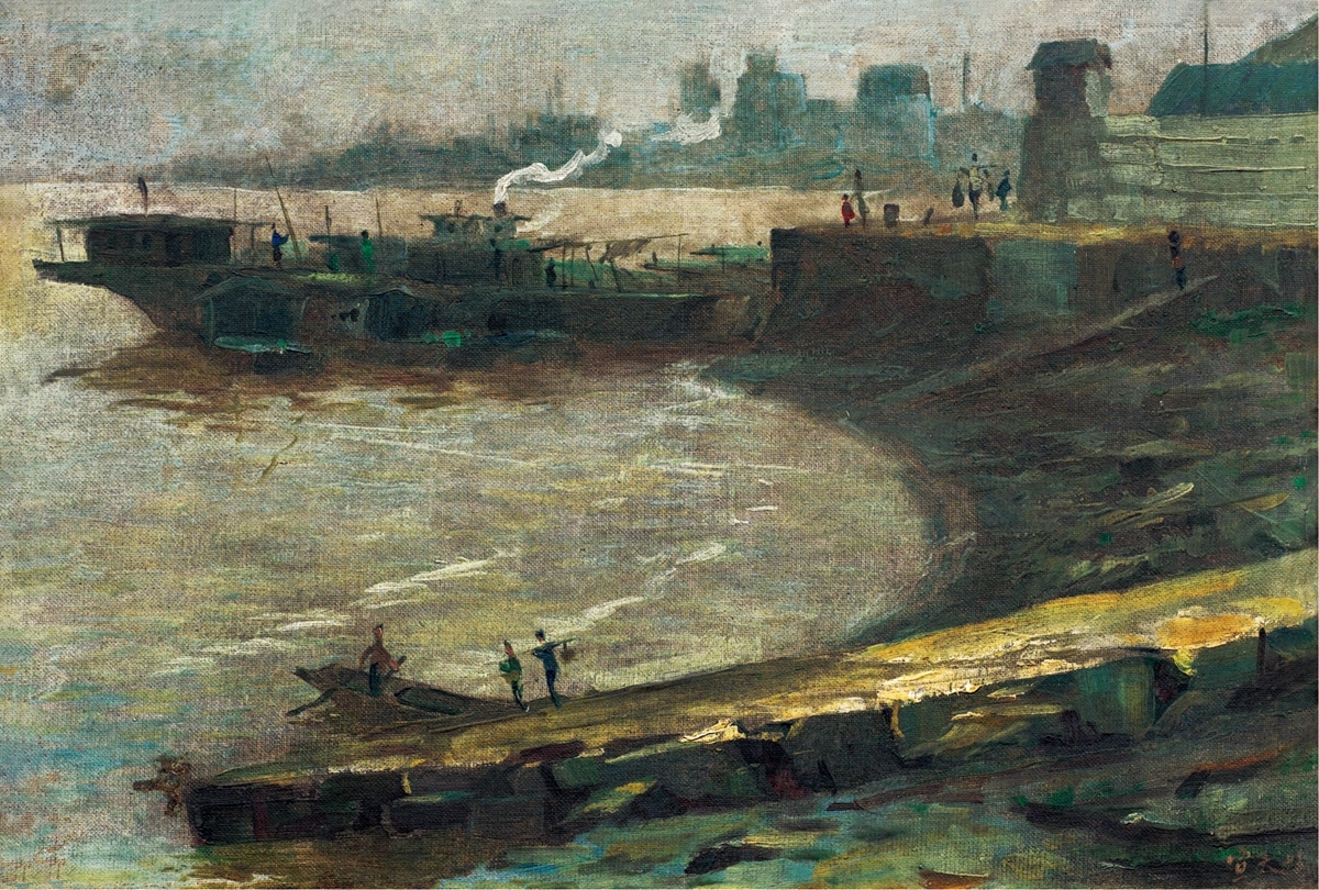 Artwork by Qin Xuanfu, Dock, Made of oil on canvas