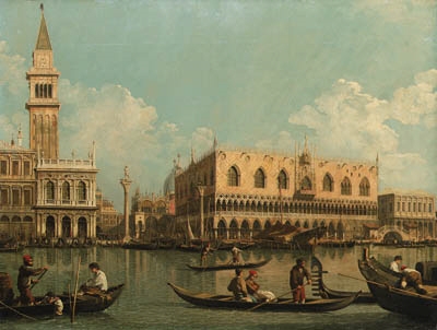 The Molo, Venice with the Doge's Palace and the Piazzetta from the Bacino di San Marco by Canaletto