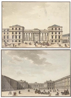 4 Works: L'entrée du Palais-Bourbon (Assemblée Nationale); et La cour du Palais-Bourbon & avec les deux gravures de Janinet - Jean-Nicolas-Louis Durand