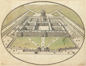 2 Works: L'Hôtel des Invalides à vol d'oiseau & avec la gravure de Janinet - Jean-Nicolas-Louis Durand