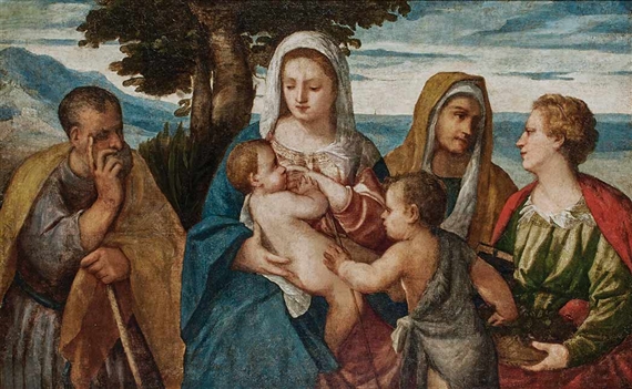 Veronese Bonifacio | The Madonna and Child with Saints John the Baptist ...