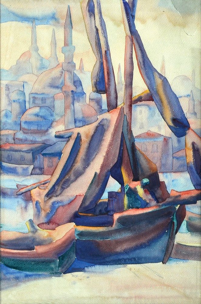 Artwork by Vladimir Dimitrov Maistora, Istanbul Port, Made of Watercolor on paper
