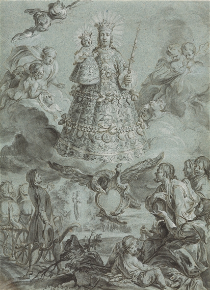 Landleuten erscheint die von Engeln umgebene