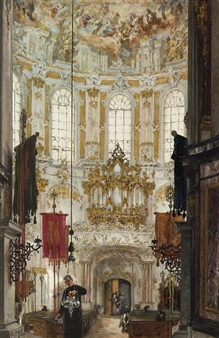 Inneres der Klosterkirche zu Ettal - Adolph von Menzel