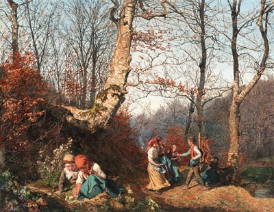 Artwork by Ferdinand Georg Waldmüller, Vorfrhling im Wienerwald, Made of oil on panel