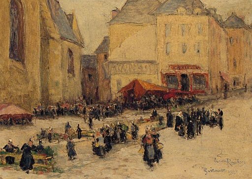 Artwork by Lucien Rozenberg, Marchè a Guèrande, Made of oil on board