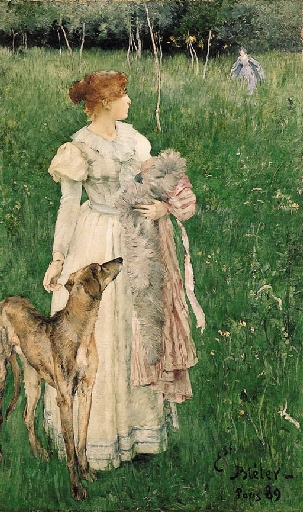 Dame mit Windhund by Ernest Biéler, 1889