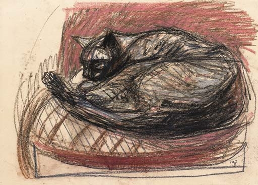 Schlafende Katze by Max Gubler