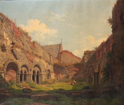 The ruins of the monastry of the Sint Baafs-cathedral, Ghent by Lodewijk de Maertelaere, 1849