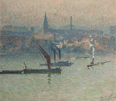 Shipping on the Thames, London by Emile Claus, 1917