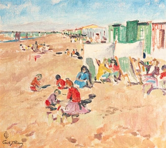 Playing on the beach - Emile Joseph Patoux