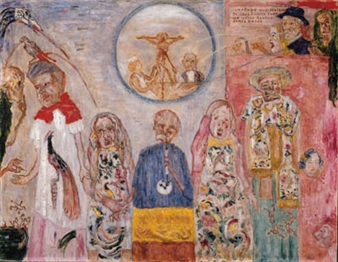 James Ensor | Chou rouge et masques (1925 - 1930) | MutualArt