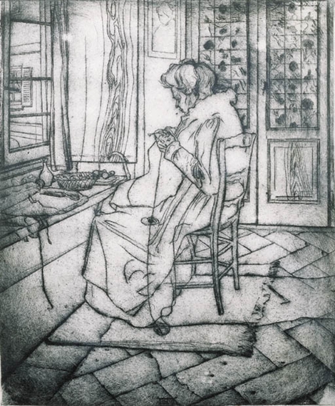 La madre con l'uncinetto by Umberto Boccioni, 1907