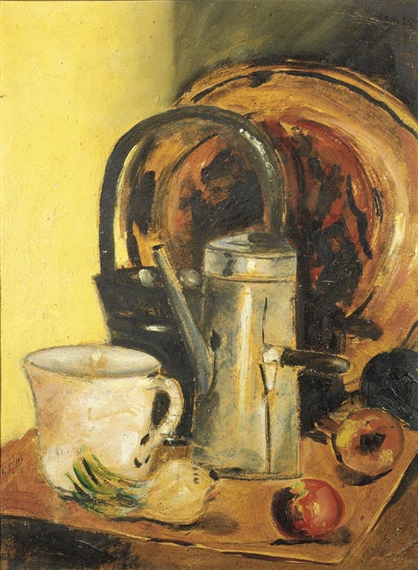 Natura morta con caffettiera by Filippo de Pisis, 1925