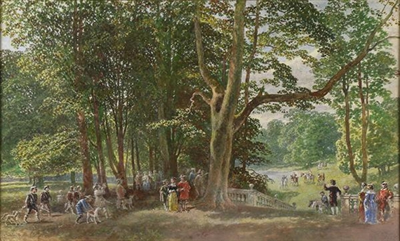 George Haydock Dodgson | Wooded Genre Scene with Figures (1878) | MutualArt
