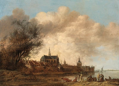 A view of Haarlem from the south-west, with the River Spaarne in the foreground by Anthonie Jansz. van der Croos, 1653