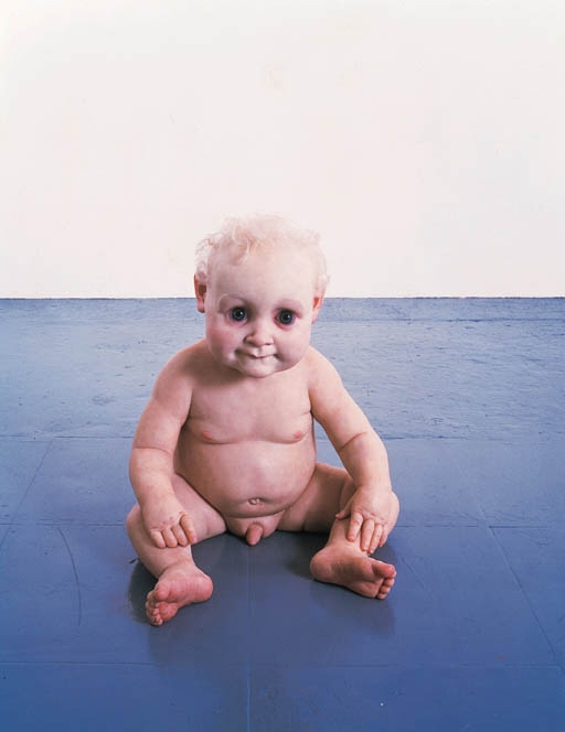 Artwork by Ron Mueck, Big Baby 2, Made of polyester resin and mixed media