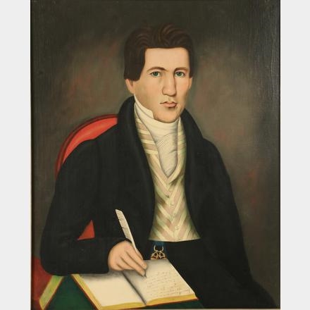 Artwork by Erastus Salisbury Field, Portrait of Phineas Field, Painted by Erastus Salisbury Field, his brother, Made of oil on canvas