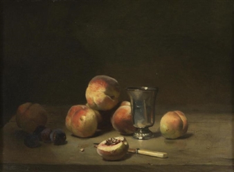 Untitled Still life with peaches and plums - Philippe Rousseau