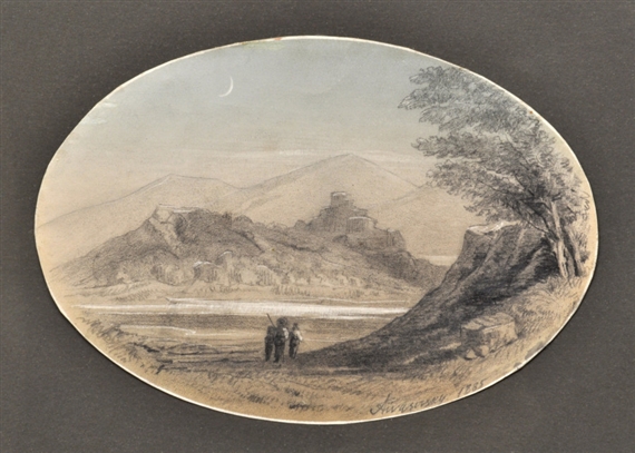 Bergige Landschaft mit See - davor Personen by Ivan Aivazovsky, 1885