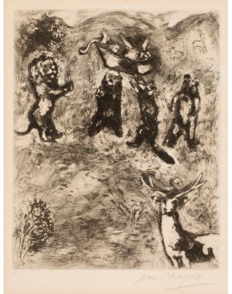 Les Obseques De La Lionne Analyse Marc Chagall | Les obsèques de la lionne, pl. 84 from Les Fables de la