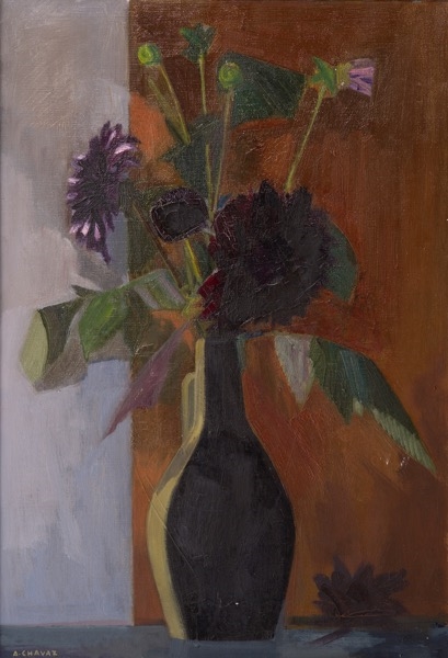 Artwork by Albert Chavaz, Les dahlias pourpre, Made of Oil on canvas