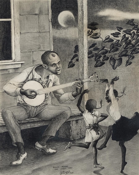 Banjo Player and Small Fry by Robert O. Biggs, 1964