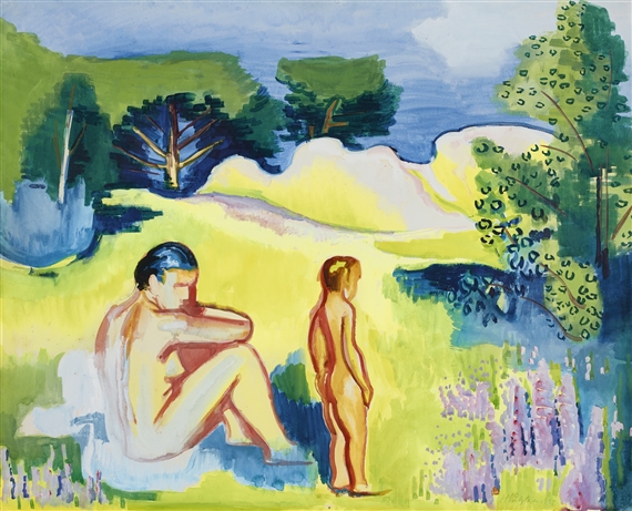 LANDSCHAFT MIT ZWEI BADENDEN (LANDSCAPE WITH TWO BATHERS)