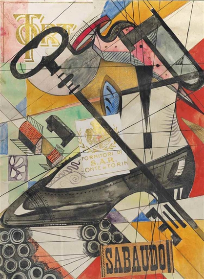 Composizione III con scritta Sabaudo by Filippo de Pisis, 1916