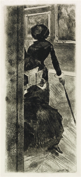 Au Louvre, la peinture, Mary Cassatt by Edgar Degas, circa 1879-1880