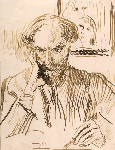 Augustus Edwin John | Self-Portrait, looking in a mirror (Circa 1916 ...