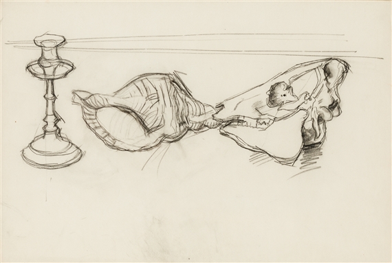 Stillleben mit Kerzenleuchter by Herbert Boeckl