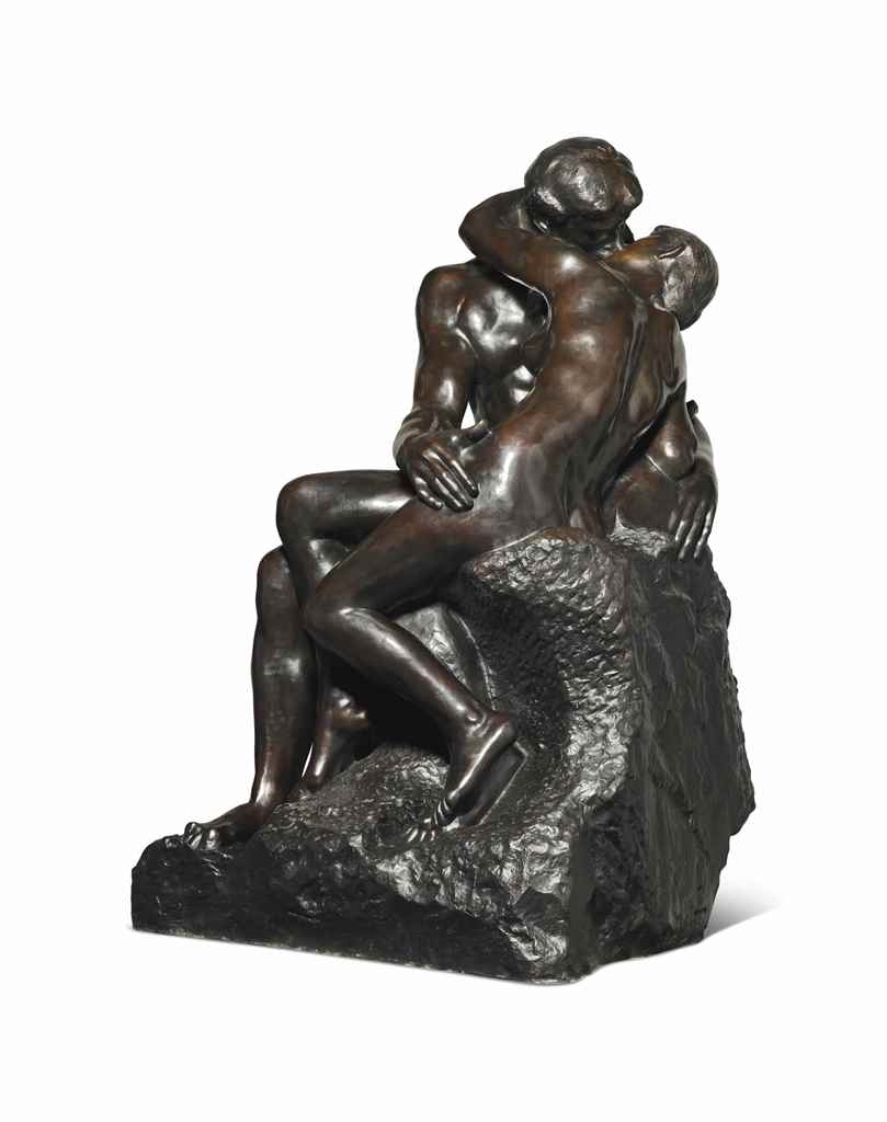 Artwork by Auguste Rodin, Le baiser, grand modèle, Made of bronze with brown patina