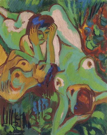 Badende in der Wiese by Ernst Ludwig Kirchner, 1909