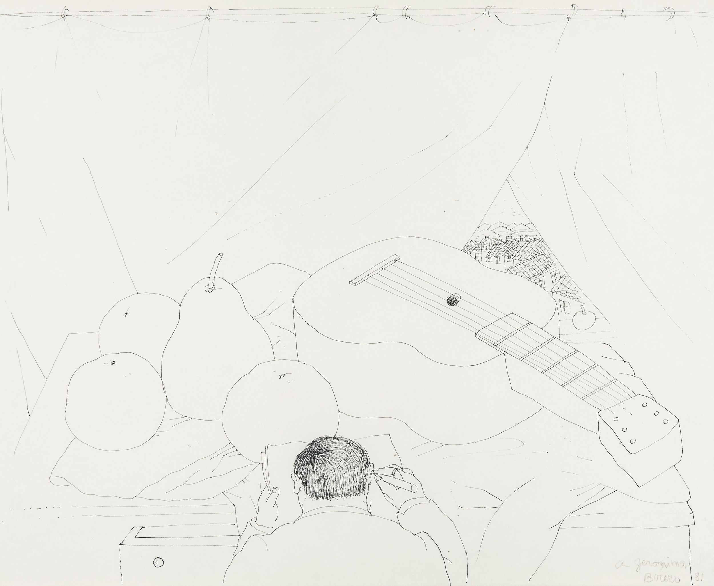 Fernando Botero | Selfportrait - Drawing a still life (1981) | MutualArt