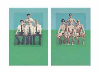 Poets (Joe Brainard, Frank O'Hara, Joe LeSueur, Frank Lima) (Clothed) and (Naked) - Wynn Chamberlain