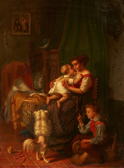 A Mother with her Children by Joseph Gyselinckx, 1869