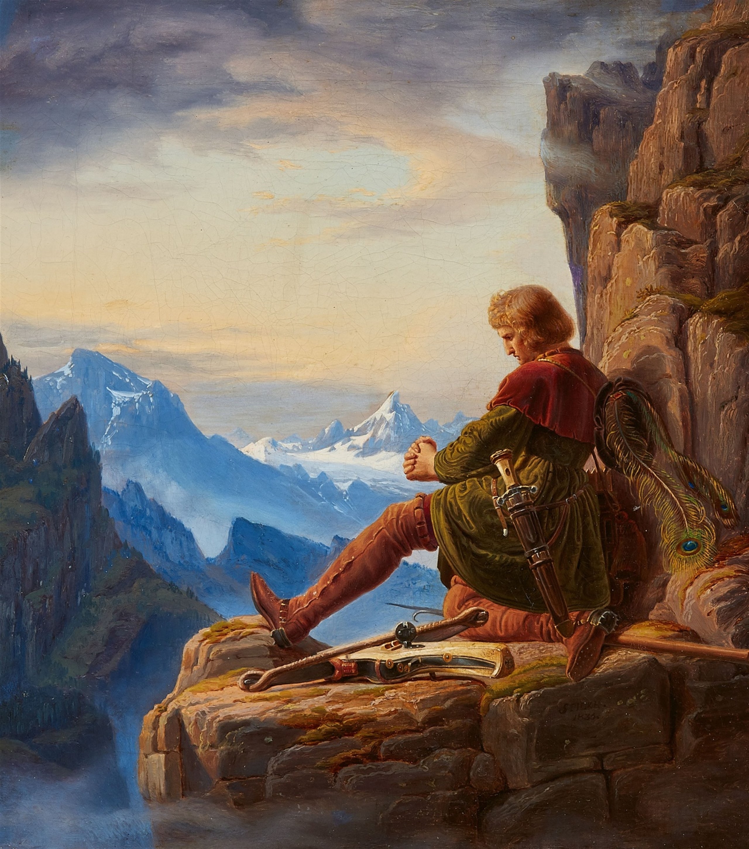 Artwork by Hermann Anton Stilke, Hunters in a Mountain Landscape, Made of Oil on canvas