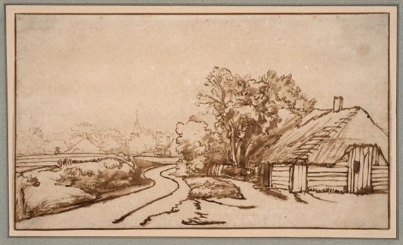 Chaumière à l'entrée d'un village - Abraham Furnerius