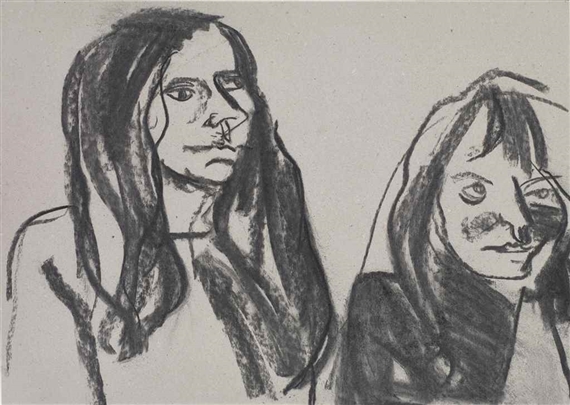 Self Portrait with Ishbel at Glasgow School of Art by Chantal Joffe, 2016