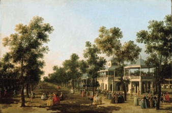 View of the Grand Walk, Vauxhall Gardens, with the Orchestra Pavillion, the Organ House, the Turkish Dining Tent and the statue of Aurora; and The interior of the Rotunda, Ranelagh - Canaletto