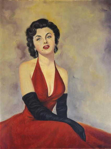Untitled (Lady in the Red Dress) by Louay Kayali, 1956
