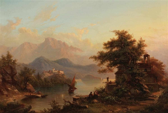 Schweizer Gebirgsseelandschaft by Hermann Seefisch, 1849
