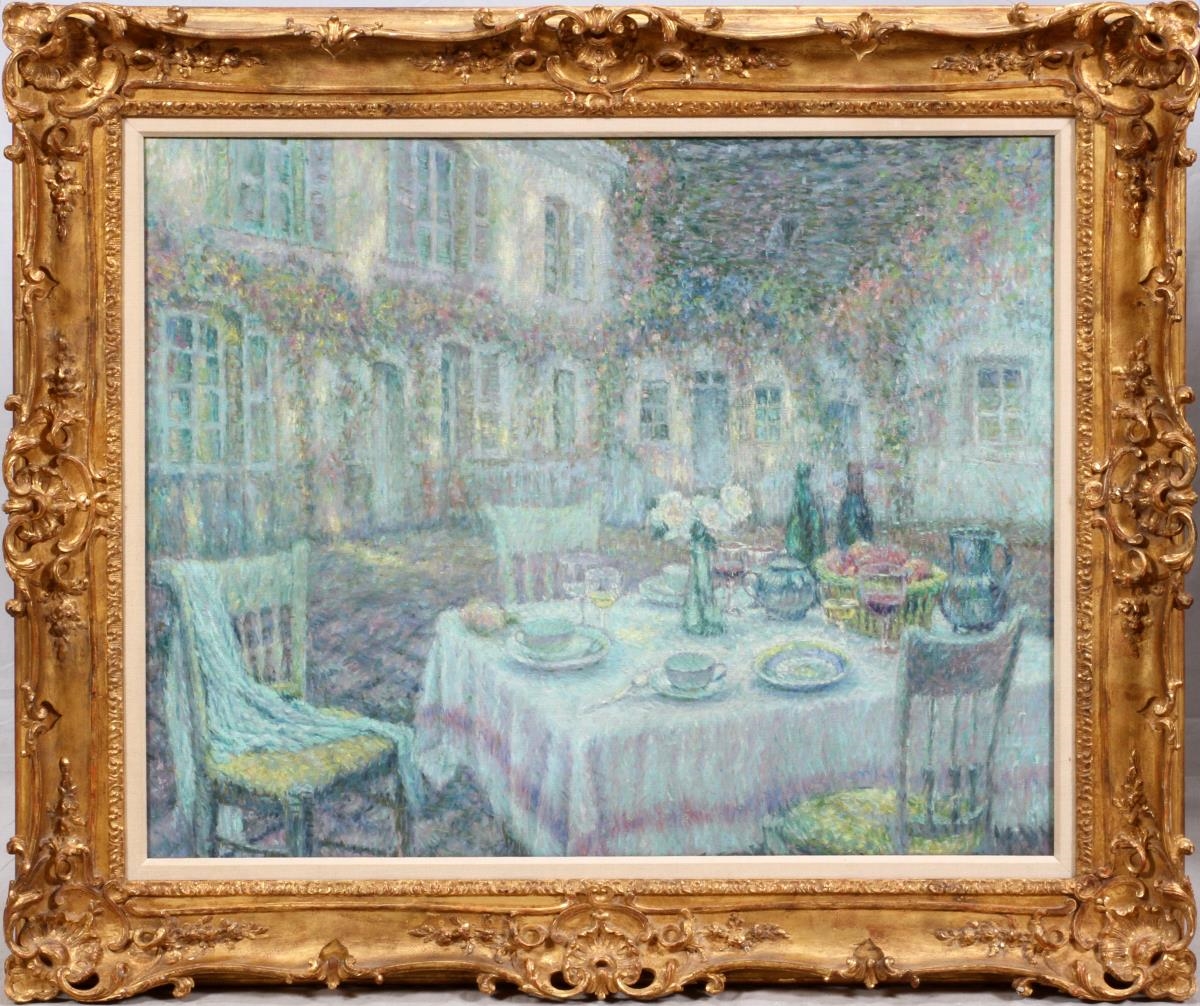 Trafford Partridge Klots COURTYARD WITH TABLE SET FOR GUESTS MutualArt
